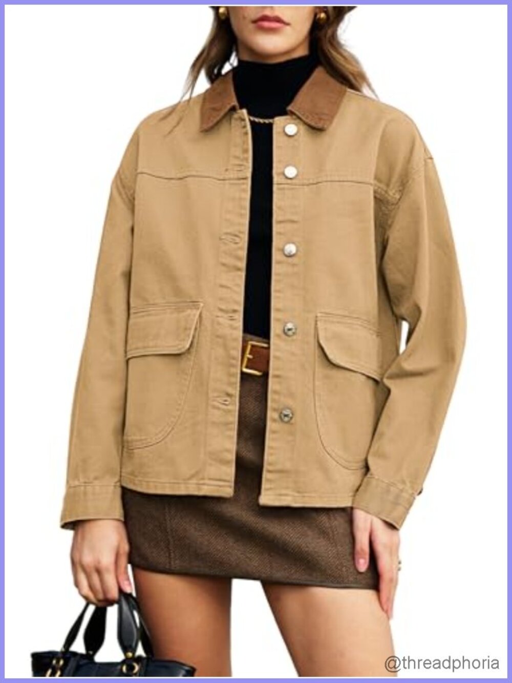 Oversized Barn Denim Jacket Boyfriend Contrast Collar Button Down Coat